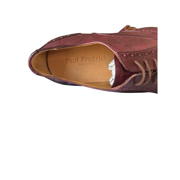 Paul Fredrick Mens US 10.5 M Burgundy Oxford Dress Shoes Leather Brogue Lace Up